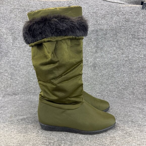 Cougar Shoes - ✅Cougar Tall Green Satin Faux Fur Lined Pull On Winter Boots Womens Size 7.5 NWT